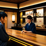 Bar with Local Sake & Cocktails**

"A cozy, independent bar in a Japanese town, featuring local sake bottles and handcrafted cocktails, warm lighting, wooden bar counter, customers enjoying drinks in a friendly atmosphere, fully clothed, appropriate attire, safe for work, perfect anatomy, natural proportions, professional photography, high quality, modest setting, family-friendly scene."

**