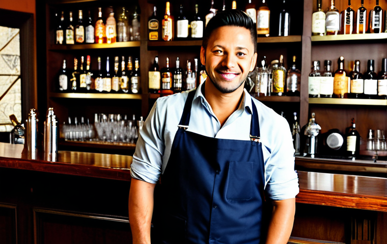 바텐더 경력 관리 꿀팁 - **Image Prompt:** A friendly bartender, fully clothed in a professional uniform, smiling and engagin... 바텐더 경력 관리 꿀팁 - **Image Prompt:** A friendly bartender, fully clothed in a professional uniform, smiling and engagin...
